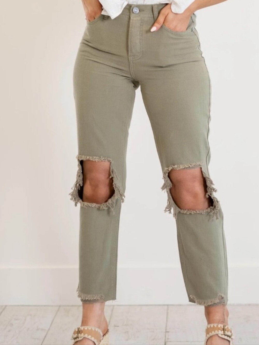 KanCan Blakely High Rise Straight jeans in olive green kc1709ol Size 3 25
